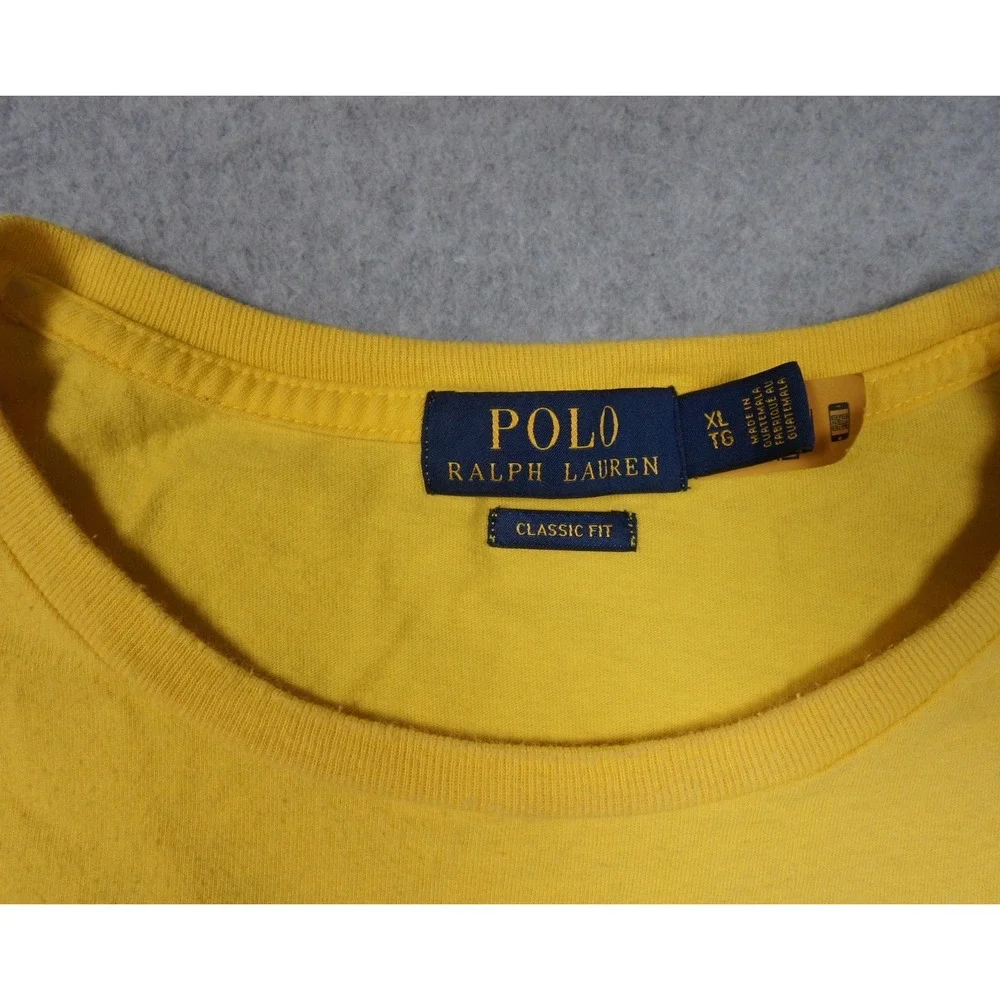 Polo Ralph Lauren Shirt Mens XLarge Yellow Graphic Tee Classic Fit Short Sleeve